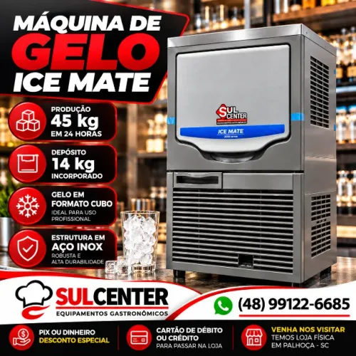 Máquina de Gelo Ice Mate 45kg/24h - Depósito 14kg
