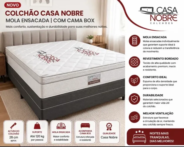 Cama Box Casal cama e base Nova Nunca Usada - Confortável e de Excelente Qualidade