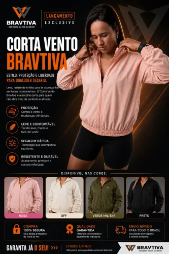 ? Casaco Corta-Vento Fitness Feminino Bravtiva ?