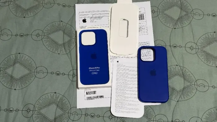 Capa original Apple para iPhone 16 Pro Azul Denim sem uso, com NF