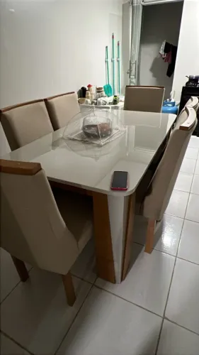 mesa de 6 lugares com tampo de vidro entra imediata