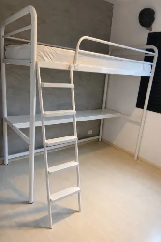 CAMA BELICHE SOLTEIRO METAL BRANCO TOCKSTOK + COLCHÃO D33