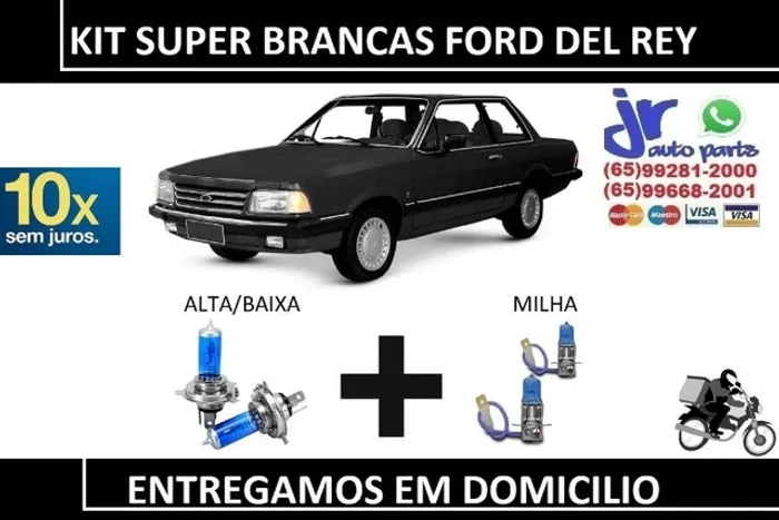 Kit de Lâmpadas Super Branca Ford Del Rey 8500K Efeito Xênon 