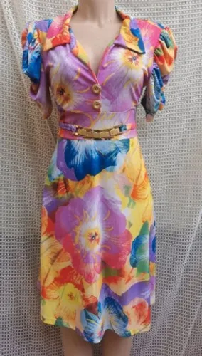 Vestido mix estampas modelo boneca tam g/gg