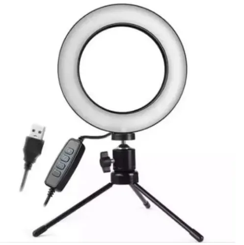 Luz Ring Light Led Mesa 16cm Tripé 6 Pol p/ Fotografia   z019 