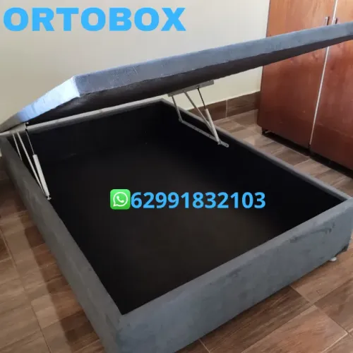 Cama box Baú Casal inteiro com pistões hidraulicos