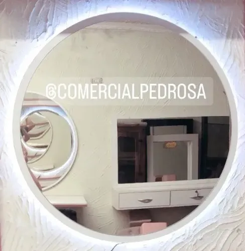 Espelho Redondo com LED e Moldura Branco ou Preto LED Quente ou Frio Novo em Promoção