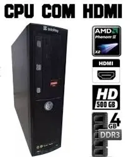 Computador AMD PHENOM II x2 250 3.0 Ghz 4gb Ram Ddr3 500Gb HDMI