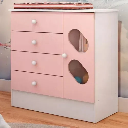 CÔMODA INFANTIL 1 PORTA 4 GAVETAS