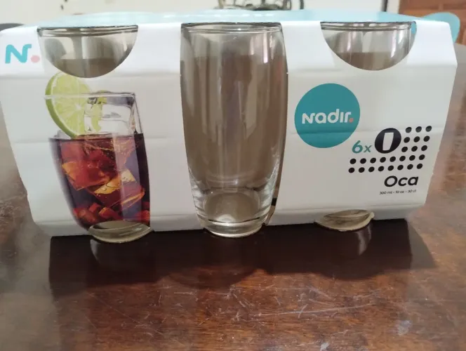 Kit 6 Copos de Vidro Oca NADIR 300ml