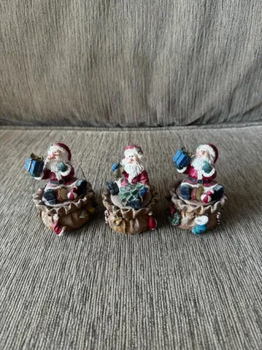 Enfeites De Natal Mini Bau De Papai Noel Kit Com 3