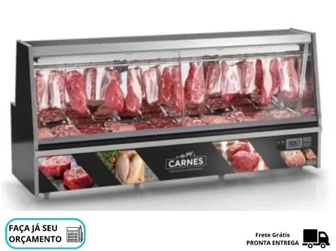 Balcão de Açougue 3m Preto Gelopar 220v