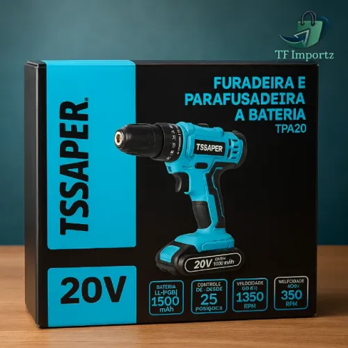 Furadeira e Parafusadeira a Bateria TSSAPER TPA20 20V