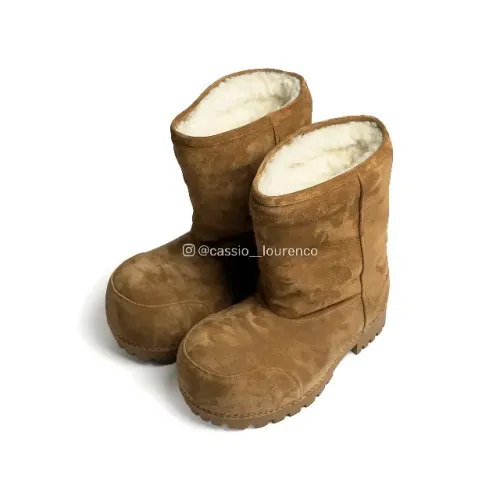 bota de pele de bezerro balenciaga alaska fur low em marrom