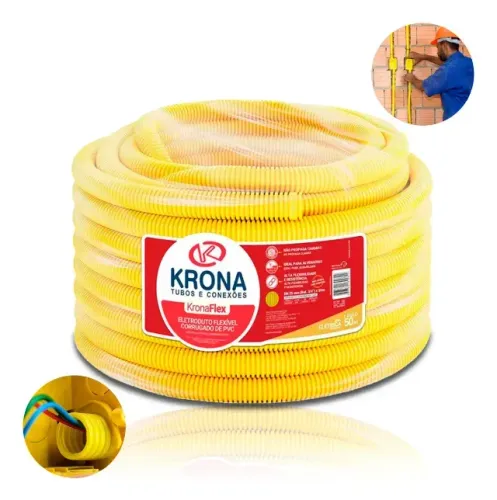 Eletroduto Krona Flexível 25mm Com 50m Amarelo