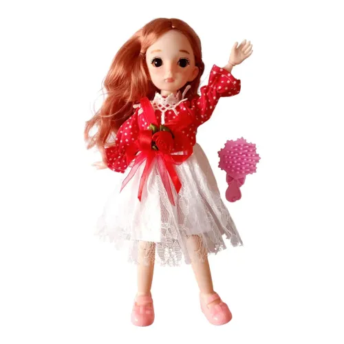 Boneca BJD (Articulada) 28cm com Vestido Vermelho e Acessórios