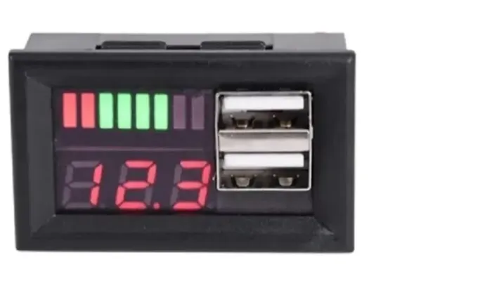 Voltímetro Digital Automotivo 12v com Carregador Usb 02 portas