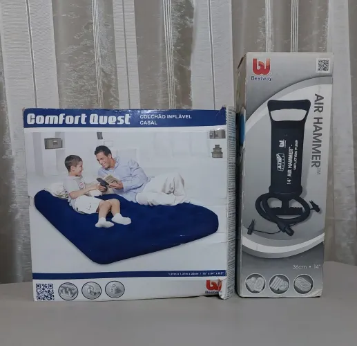 Colchão Inflável Comfort Quest Casal + Bomba de Ar Bestway