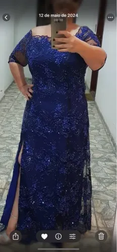 Vestido de festa azul bordado