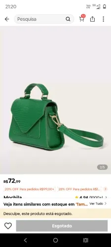 Bolsa verde transversal pequena