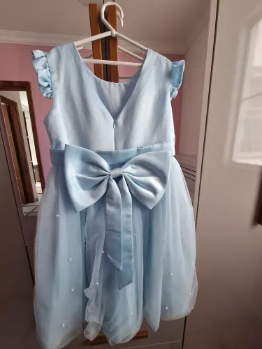 Vestido de Festa Infantil Azul com Laço