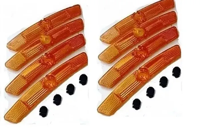 8 REFLETORES DE RAIOS PARA BICICLETAS NA COR LARANJA 