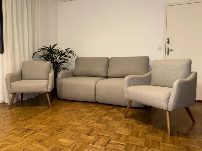 Sofá 3 lugares e 2 poltronas Chaire Italianas - Seminovo