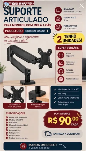 Suporte monitor (2 unidades) novo