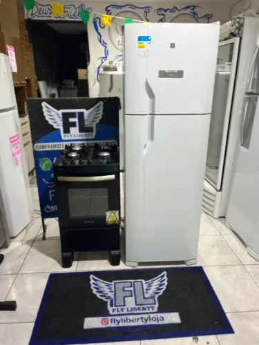 KIT GELADEIRA ELECTROLUX FROST FREE 370 LITROS FOGÃO 4 BOCAS TAMPO DE VIDRO