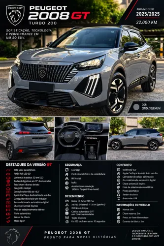 Peugeot 2008 GT 1.0 Turbo Flex 5P Aut. 2025