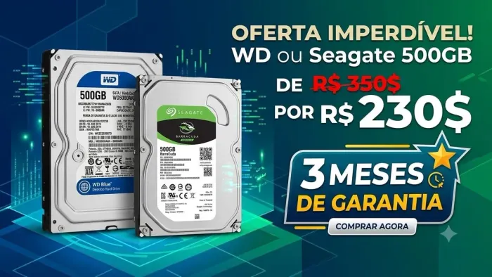 HD de 500GB WD ou seagate