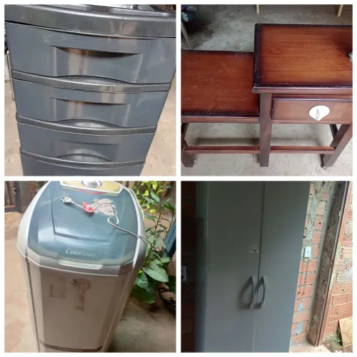 Vendo organizador com gavetas, mesa de cabeceira, tanquinho e armário multiuso
