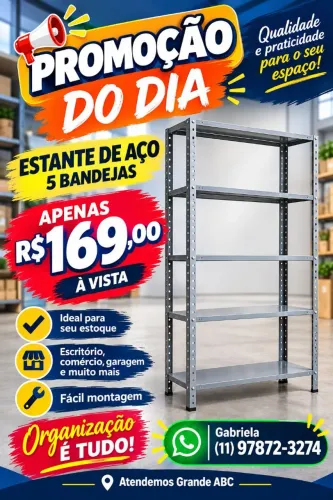 Prateleira de aço composto por 5 bandejas