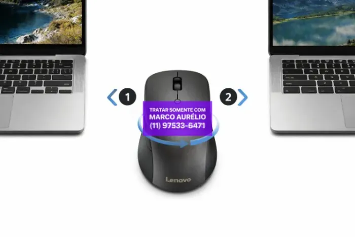 Mouse Lenovo Professional Recarregável Bluetooth 2 Computadores