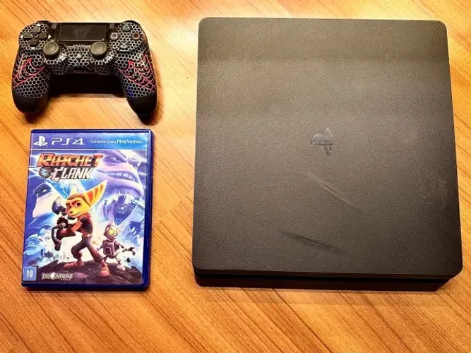 PS4 Slim 1tb com 1 controle e 1 jogo