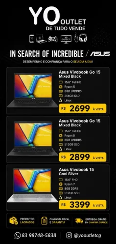 Notebooks Asus lacrados com nota fiscal e garantia