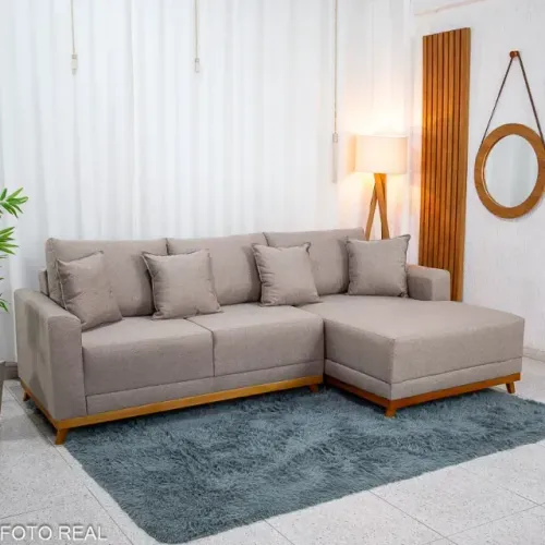 Sofá Armênia com Chaise 2.50m Linho: Novo. Pronta Entrega.