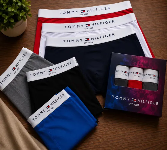 Kit 3 Cuecas Boxer Masculinas Tommy Hilfiger
