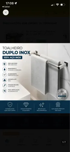 Toalheiro duplo de inox 304 - 70 cm NOVO