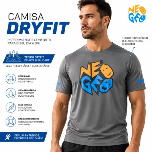 Camisa Dry Fit Gamer Academia Treino Esportiva Masculina Respirável Fitness Cinza ou Preta