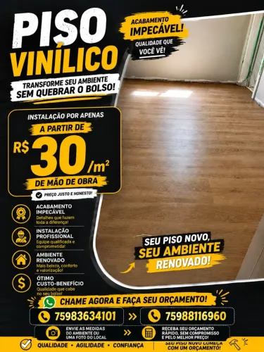 Piso vinílico mão de obra