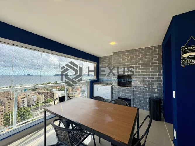 Apartamento com varanda gourmet vista mar e lazer na Praia da Enseada, Guarujá