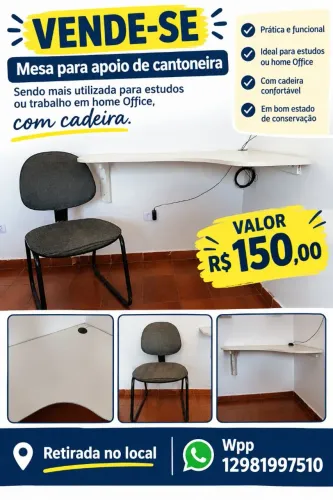 Mesa de cantoneira + cadeira