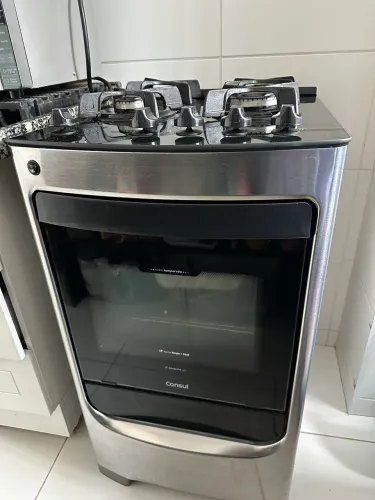 Fogão cônsul 4 bocas mesa de vidro inox