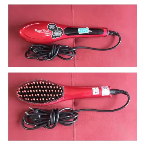 Escova Alisadora Digital Mondial Magic Brush Ion Vermelha (Semi-nova): 80,00 reais