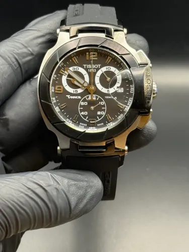 Relógio Masculino Tissot T-Race Preto Prem AAA+ - Cronógrafo Funcional - Safira - Borracha