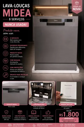 Lava-Louças Midea 8 Serviços 