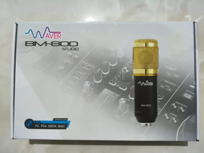 MICROFONE WAVER BM-800 STUDIO + PHANTOM POWER 48V + ADAPTADOR USB