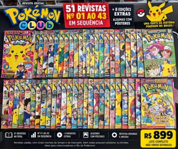 COLEÇÃO POKÉMON CLUB - 51 REVISTAS | Nº 01 AO 43 EM SEQUÊNCIA