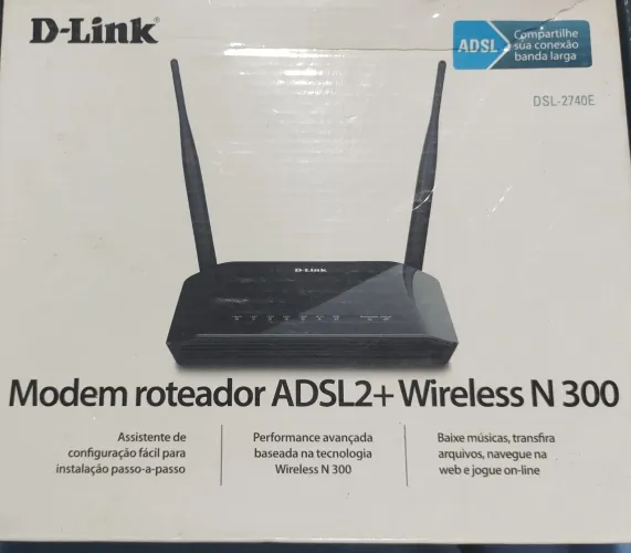 Modem Roteador D-Link DSL-2740E ADSL2+ Wireless N300 - Na Caixa